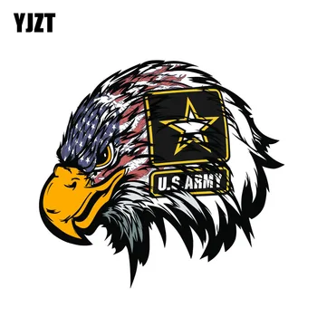 YJZT 15,5 CM*14.5 CM Kreatív Hadsereg Amerikai Zászló Sas Feje Matrica PVC Autó Matrica 6-0323