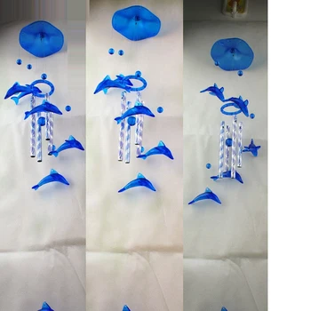 Otthon Kert Dekoráció Kék Delfin Műanyag Kristály 4 Fém Csövek Harangjáték #76466