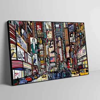 New York-i Time Square Épület Absztrakt Vászon Festmény, Poszterek, Nyomatok, Cuadros Wall Art Kép a Nappali Dekor