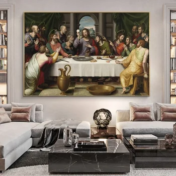 Cuadros Az Utolsó Vacsora Művészi Vászonra Nyomtatott Festmény Híres Jézus Fali Kép Keresztény Otthon Dekoráció Poszter nappali
