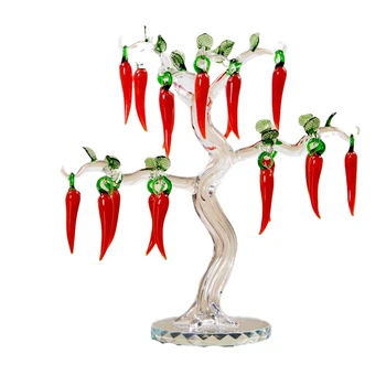 1 db Piros Mesterséges Üveg Szimuláció Chili Tre ' e Növények Üzembe Gyümölcs, Zöldség Új Év Karácsonyi lakásdekoráció
