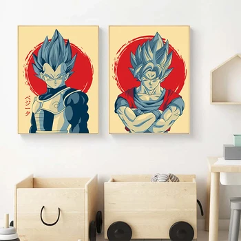 Japán Anime Dragon Ball Nyomtatás Vászon Festmény Goku Saiyan Wall Art Plakát, Kép, Nappali Lakberendezési Kiegészítők