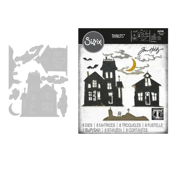 Halloween Szellem Város fémforgácsolási Meghal Scrapbook Napló Dekoráció Stencil Dombornyomás Sablon DIY Üdvözlő Kártya, Kézzel készített 2021