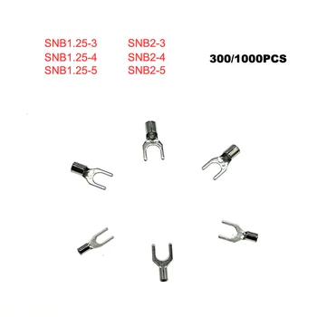 300/1000pcs Spade Csupasz Kábel Terminálok Elektromos Hullám Terminál Meztelen Vezeték Csatlakozó SNB1.25-3~2-5 Kábel Ferrules 22-14AWG