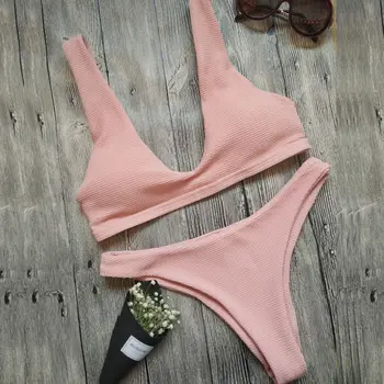 Szexi Női Bikini Szett Fürdőruha Kötést Monokini Push Up Párnázott szilárd Fürdőruha Fürdés Strandcuccot