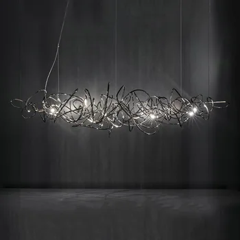 Designer LED Étterem Csillár posztmodern bár lámpa luxus fény luxus bemutatóterem Fekete/Arany/Ezüst dekoráció Csillár