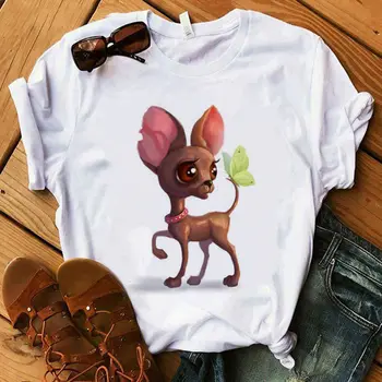 Női T-shirt van Előnye Aranyos Póló Nők Chihuahua szerető nyomtatás kutya design szép lány póló, póló femme