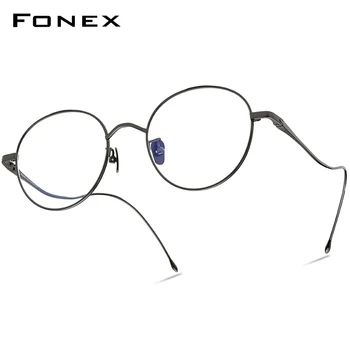 FONEX Titán Szemüveg Keret Nők 2022 Új Retro Klasszikus Kerek Receptet Rövidlátás Optikai Szemüveg Férfiak koreai Szemüveg 8558