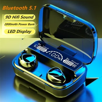 Új Vezeték Nélküli V5.1 Bluetooth Fülhallgató HD, Sztereó Fejhallgató Sport Vízálló Fülhallgató Kettős Mikrofon pedig 2000mAh Akkumulátor Töltöttségi Esetben