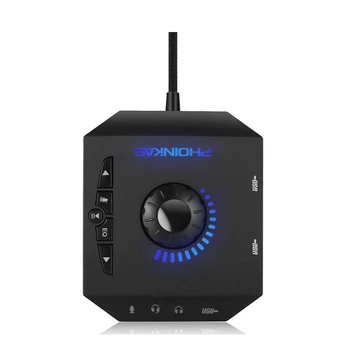 Phoinikas T10 Multi-Switch Usb Hub Audio Adapter Külső Kártya Sztereó 3,5 Mm-Es Fejhallgató, Mikrofon Csatlakozó, Fekete