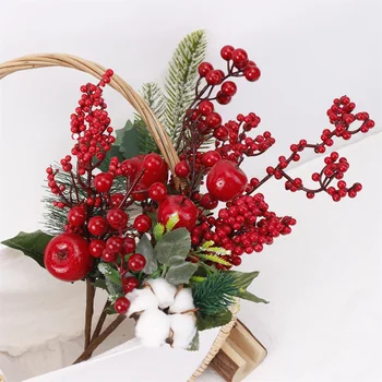 1db Mini Mesterséges Piros Karácsonyi Gyümölcsök Hab Berry Csokor Otthoni Dekoráció Esküvői Diy újévi Ajándék Doboz Díszített Koszorú