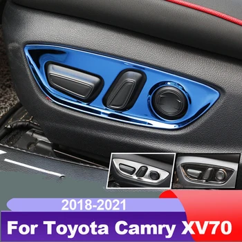 Autó Ülés Beállítása Gombot fedőpanelt Chrome Trim Toyota Camry 2018 2019 2020 2021 70 V70 Xv70 Trd Tartozékok Stílus