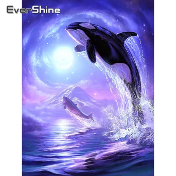 EverShine Gyémánt Hímzés Állatok Mozaik Művészet Készletek 5D Gyémánt Festmény Delfin keresztszemes Kézimunka Hobbi Otthon Dekorok