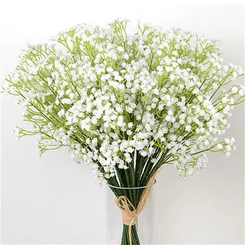 Mesterséges Hamis Virágok Fehér Gypsophila DIY Virág Csokrok Fehér Babák Levegőt Megállapodás Esküvői Haza Növény Dekoráció
