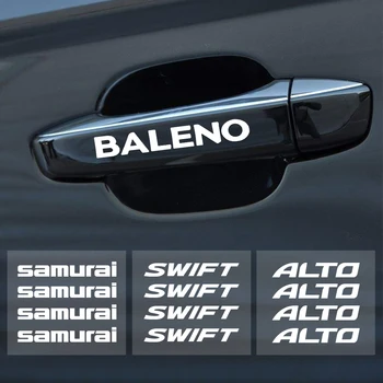 4DB Kreatív ajtókilincsen Fényvisszaverő Dekorációs Matricák Suzuki Grand Vitara Baleno SX4 Swift Jimny ALTO IGNIS Szamuráj