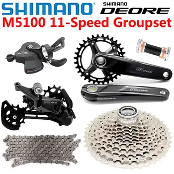 SHIMANO DEORE M5100 11 sebesség Groupset MTB Mountain Bike 11v Váltó kar Hátsó Váltó Hajtóművel Kazetta Lánc