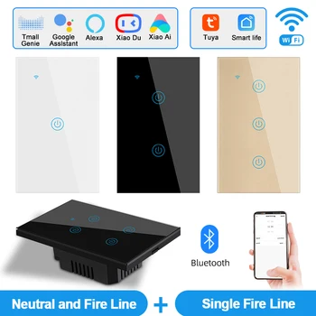 Pssrise Alaxa Hang Tuya Távirányító Intelligens Megszakító Wifi Smart Home Menedzsment Touch Kapcsoló 1/2/3/4Gang Fal