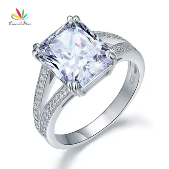 Páva Csillag Tömör 925 Sterling Ezüst Luxus Gyűrű Évforduló 6 Karátos Létre Diamante CFR8152