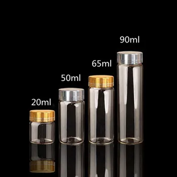 25pcs Injekciós Üveg Arany Ezüst Alumínium Kupakot Újratölthető Palack Üres Candy Üveg Drift Üveg Kreatív Üveg 20ML 50ML 65/90 ML