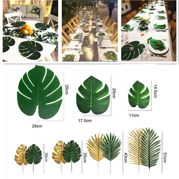 Hamis Monstera Mesterséges Növények, Trópusi Pálmafa Levelei Hawaii Luau Esküvői Asztal Dekoráció lakberendezési Kiegészítők, Kert DIY