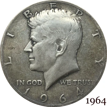 Amerikai egyesült Államok 1964 Szabadság 1/2 Kennedy MINKET Fél Dollár istenben bízunk E PLURIBUS Cupronickel Ezüst Bevonatú Másolás Érme
