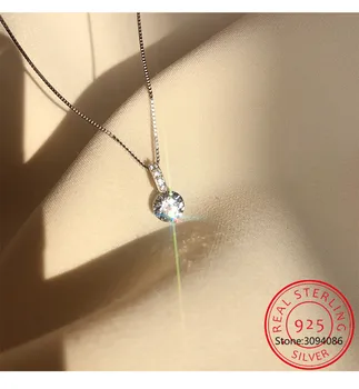 Forró 925 Sterling Ezüst Flash Gyémánt Nyaklánc Egyszerű Cirkon Víz Csepp Medál, Női Kulcscsont Lánc Finom Ékszer Ajándék
