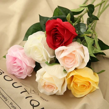 45cm mesterséges selyem magas minőségű rózsa ág Valentin Napi ajándék dekoráció hamis rózsa, virág, vörös, fehér esküvői lakberendezés