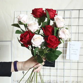 1db Mesterséges Selyem Rózsa Esküvői Asztal Dekoráció, Csokor, Bazsarózsa művirágok Hamis Növények Haza Virág Fal Tartozékok