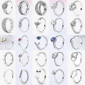 Natsuki Hiteles, Eredeti 925 Sterling Ezüst Csillogó Szív Gyűrű Nők, Eljegyzés, Évforduló, Jól Ékszer Aranyozott Gyűrű