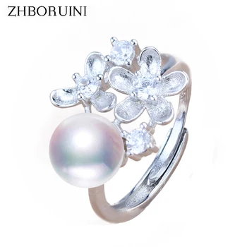 ZHBORUINI Gyöngy, Gyűrű Természetes Édesvízi Gyöngy Ékszerek 925 Sterling Ezüst Gyűrű, A Nők Magas Guality Virág, Esküvői Gyűrű Ajándék