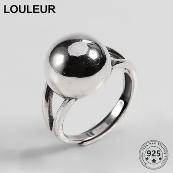 LouLeur Igazi 925 Sterling Ezüst Gyűrű, Nagy Labdát Gyűrűk Zárt Állítható Női Divat Finom Ékszerek Ajándékok