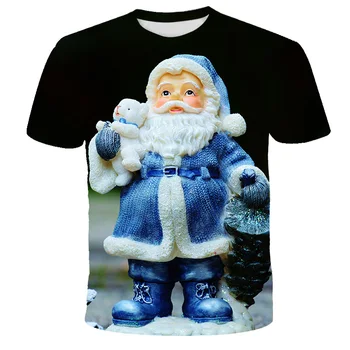 Gyermekek Karácsonyi T-Shirt Fiúk, Lányok 3D-s Rajzfilm Nyomtatott Póló, Mikulás, Hóember Rövid Ujjú Póló 3t-14t 2021