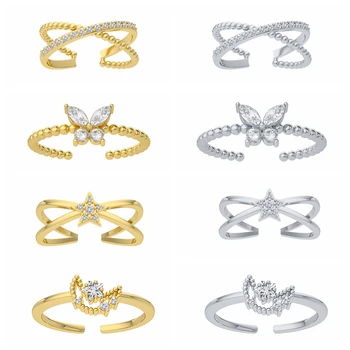 BOAKO Pillangó Hold Gyűrűk Nők 925 Ezüst Gyűrű 2021 Trend Anillos Mujer Finom Ékszerek Párosított Gyűrűk Tömeges Privát Design