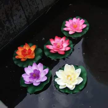 1db 10CM Mesterséges Hamis Lótusz Virág Levelek Hab a Lotus Virágot tavirózsa Úszó Medence Növények Esküvő Kert, Dekoráció