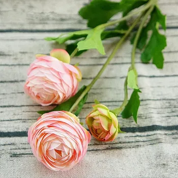 3Heads Mesterséges Ranunculus Asiaticus rose hamis Virágok selyem flores artificiales az őszi Esküvői dekoráció kunstbloemen