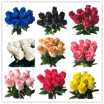Igazi Érintse meg a Rózsa Piros, Fehér, Sárga, Lila PU Rose Természetes Mesterséges Virágokat az Esküvői Buli Itthon Díszítő Virágok