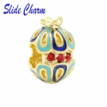 Húsvéti ajándék, DIY nagy lyuk, gyöngyök, kék, zöld zománc, piros strassz, arany Ellipszis orosz tojás üres csillogás varázsa