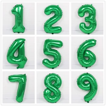 32inch Zöld Szám Fólia Lufi Héliummal Vad Születésnapi Party Díszek Nagy Szám Lufi Baby Shower Baloon lakberendezés