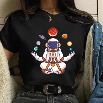Maycaur Vicces pólók Női Rajzfilm Divat Alkalmi 90-es években a Lányok Aranyos Űrhajós Nyomtatott Ruhát T Tshirt Top Lady Király Tee Póló