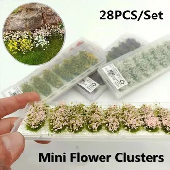 28pcs Mini Virágok Jelenet Terep Termelési Modell, Szimuláció Virág Klaszter DIY Miniatűr Fekvő Elrendezés Anyag