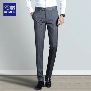 Férfi Alkalmi Nadrág Üzleti Slim Fit Boka Szűk Kosztüm Nadrág Ifjúsági koreai Trend Csíkos Egyenes Nadrág Férfi férfi ruházat