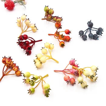 10db/Sok 6-7 Fej Mini Cseresznye Kis Bogyók Mesterséges Virágok illata 3D DIY Kézzel készített Karácsonyi Party Dekoratív