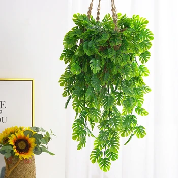 76 cm Mesterséges Zöld Növények Mesterséges Ivy Falra Növények Szőlő Hamis Lelógó Zöld Teknős Levelek Koszorú Dekoráció