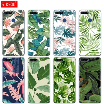 Szilikon Fedél Telefon Esetében A Huawei Honor 7A PRO 7C Y5 Y6 Y7 Y9 2017 2018 Miniszterelnök Trópusi növények friss zöld levelek