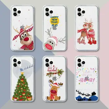 A karácsonyt, új Évet, boldog Rajzfilm Telefon Esetében Átlátszó iPhone 13 12 11 pro mini XS XR X max 5 6 s 7 8 plus Lágy, Világos, táskák