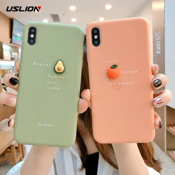 USLION 3D Aranyos Narancssárga Telefon Esetben Fedezi Az iPhone 11 6S Plusz 7 8 7Plus X XR XS MAX Vicces Puha Avokádó Vissza az Esetben Az iPhone 11 6