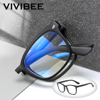 VIVIBEE Összecsukható Anti Kék Fény Blokkoló Szemüveges Férfi Téren Klasszikus Fekete Keret Számítógépes Szemüveg 2022 Nők