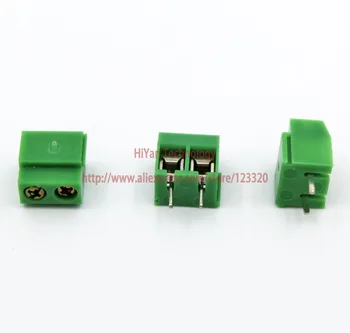 (50pcs/lot) PCB Csavaros sorkapocs Csatlakozó KF126-2P hangmagasság:5.08 MM/0.2 hüvelyk Zöld 5mm KF126 2Pins