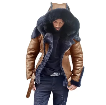 2021 mesterséges szőrme férfi téli kabát műszőrme nagy méretű ruhák, szélálló Kapucnis Kabát szőrme bélelt kabát férfi kabát kabát kabát