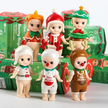 6db Karácsonyi Random Mini Sonny Angyal Karácsonyi Sorozat Aranyos PVC akciófigura Gyűjthető Modell Ajándék Gyerekeknek vicces Játék
